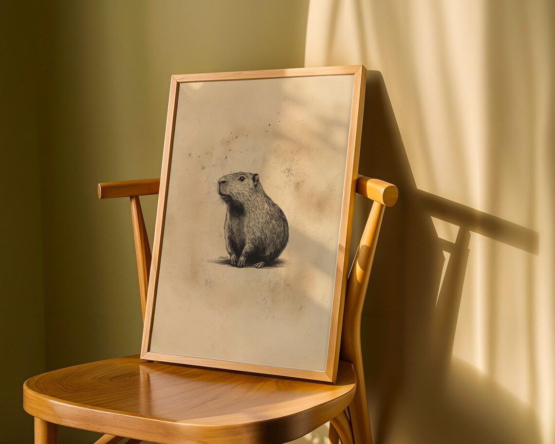 Vintage Capybara Art Print, Kitchen Office Decor - Image 6