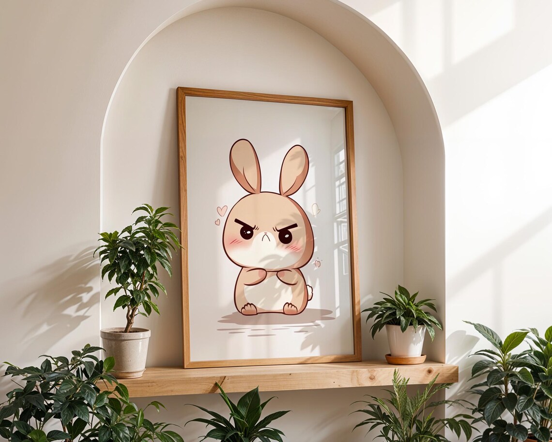 Cute Angry Rabbit Poster, Home And Room Decor - Image 2