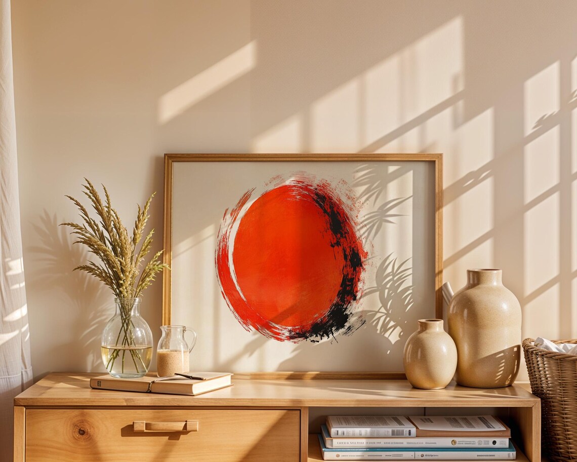 Big Orange Circle Paint Modern Art Poster Wall Art For Home Office Room Decor - Image 5