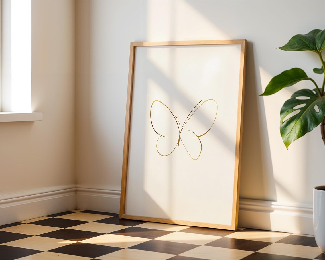 Butterfly Minimalist Line Art, Home Kitchen Office Decor - Image 3
