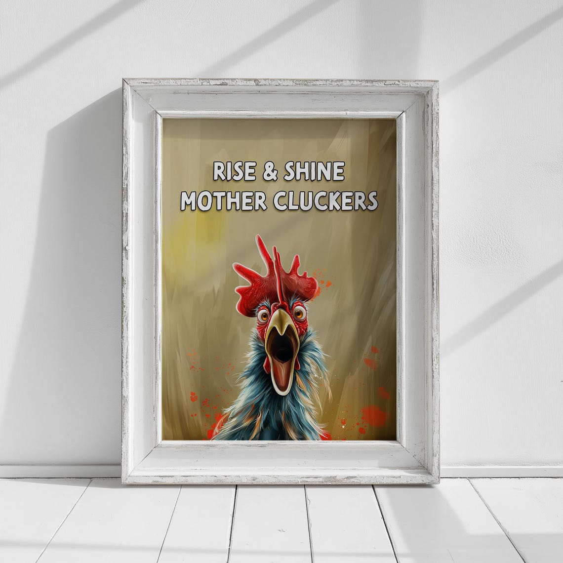 Rise And Shine Mother Cluckers Screaming Rooster Funny Poster - Image 2