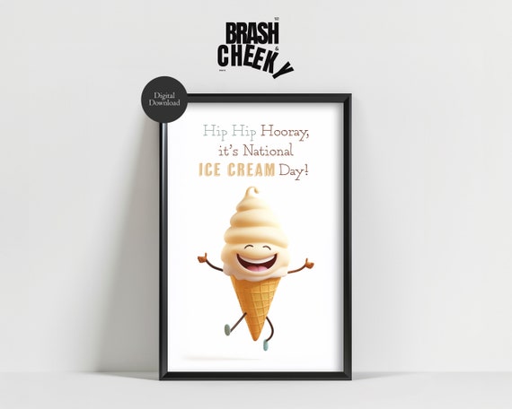 Hip Hip Hooray Its National Ice Cream Day Ice Cream Wall Decor Ice Cream Parlor Wall Art National Ice Cream Day Print