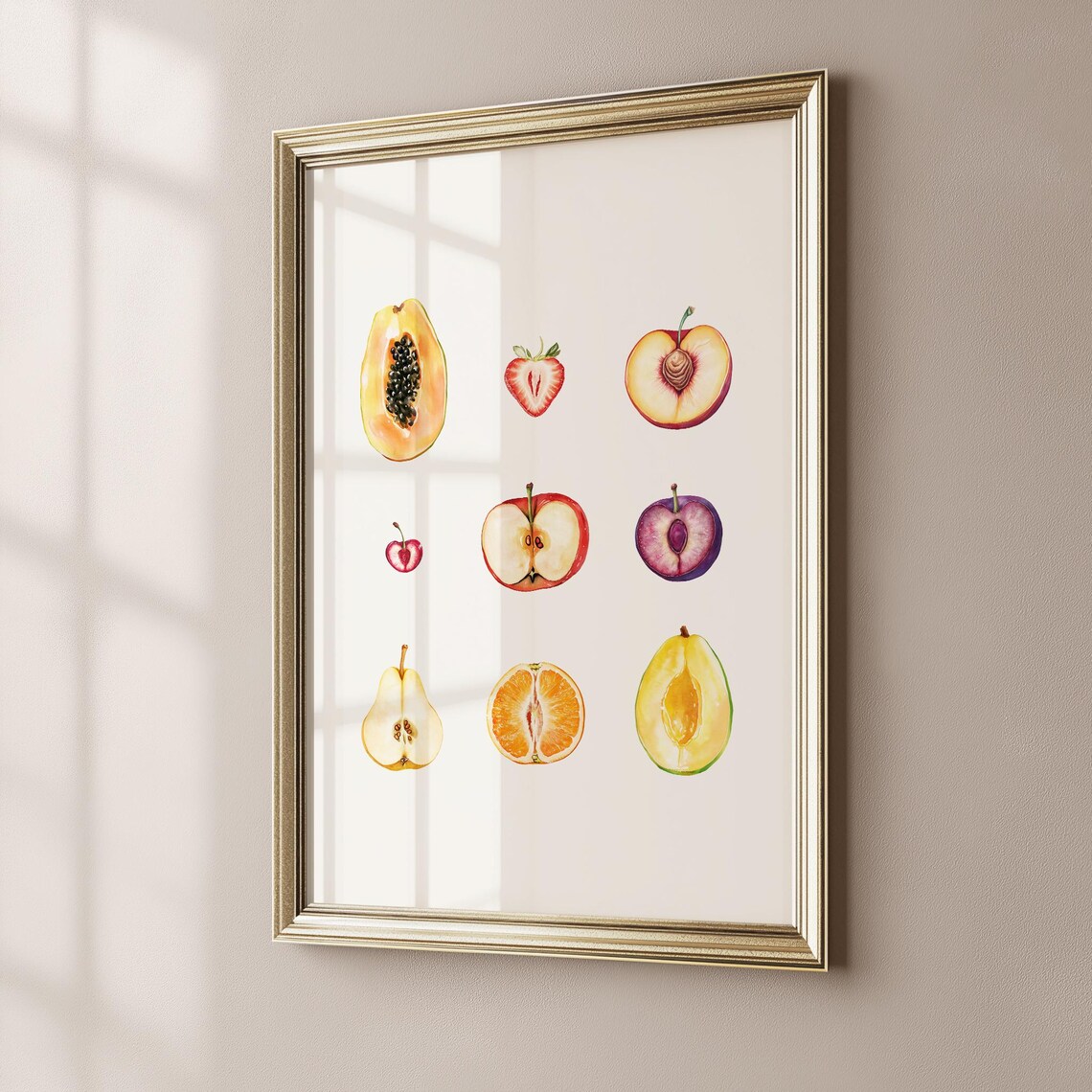 Feminine Sliced Fruit Watercolor Kitchen Art Print - Image 2