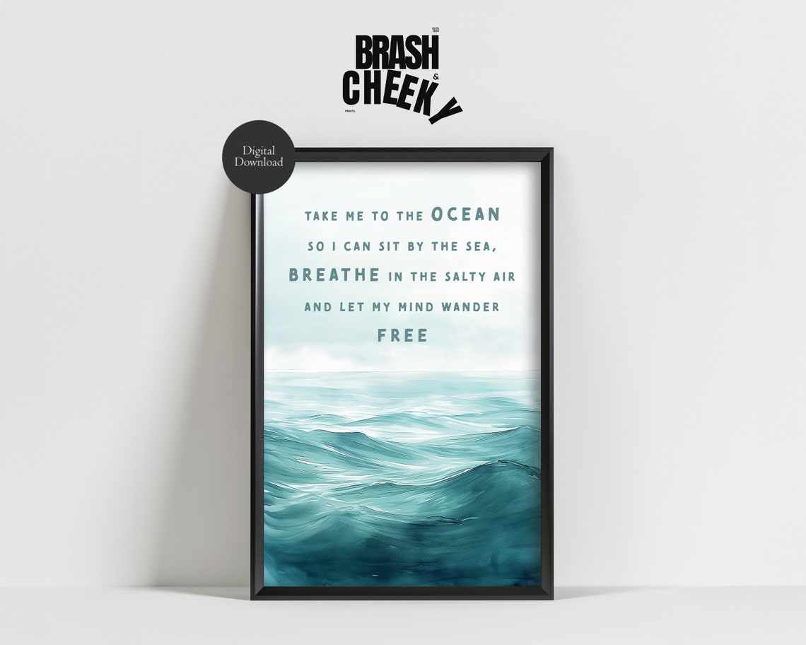 Take Me to the Ocean Breathe Salty Air Coastal Wave Decor Poster - Image 3
