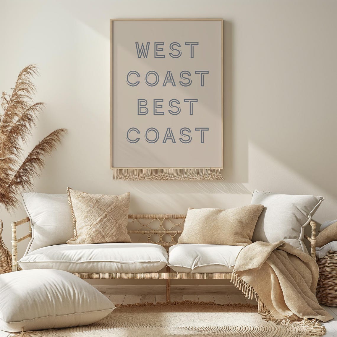 West Coast Best Coast Blue Outline Retro Typography Decor Poster - Image 2