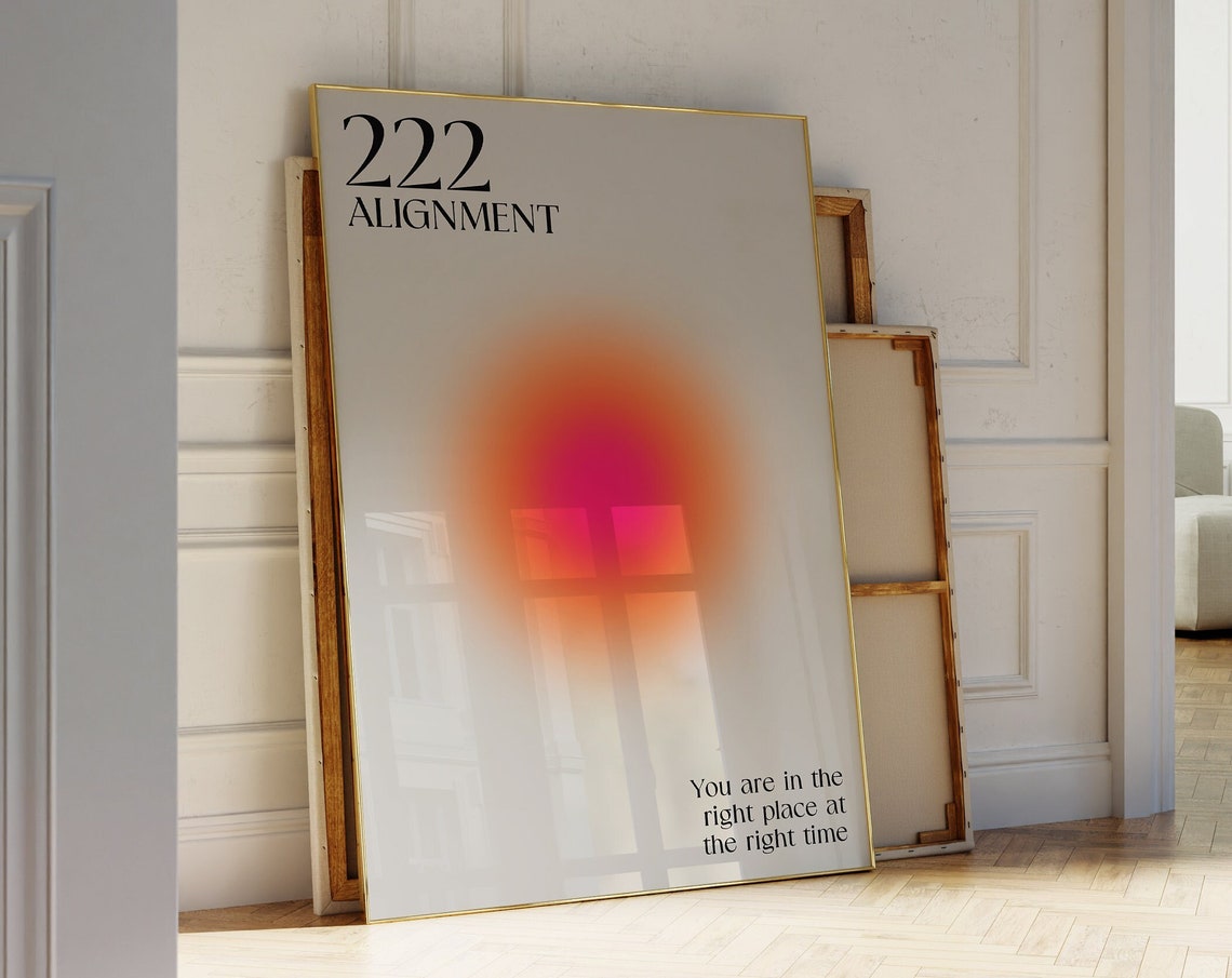 Angel Number 222 Alignment Warm Orange Gradient Spiritual Poster