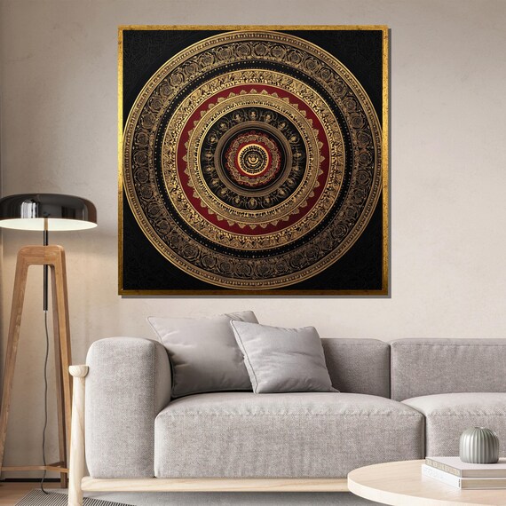 Luxury Gold Mandala Art Print Circle Wall Art For Elegant Living Room Mandala Gift For Spiritual Decor Lovers