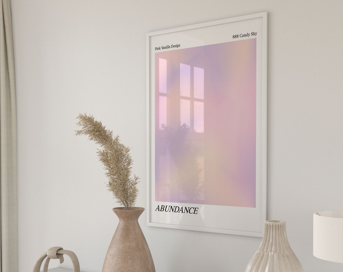 Abundance 888 Candy Sky Pink Lavender Aura Gradient Wall Art - Image 3