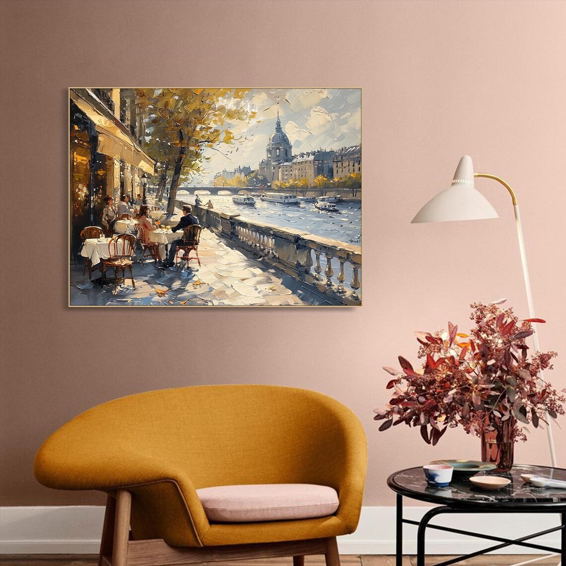 Paris Cafe Street Cityscape, Modern Abstract Art Print - Image 3