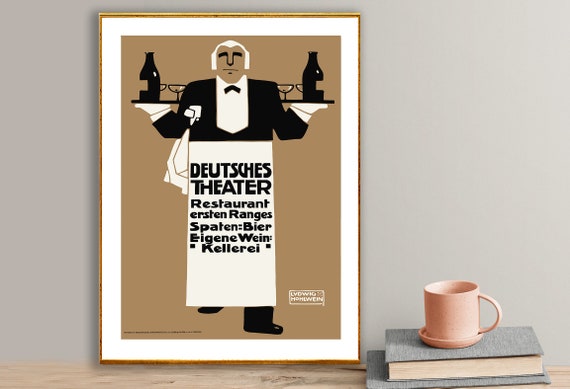 Deutsches Theater Restaurant Vintage Travel Poster
