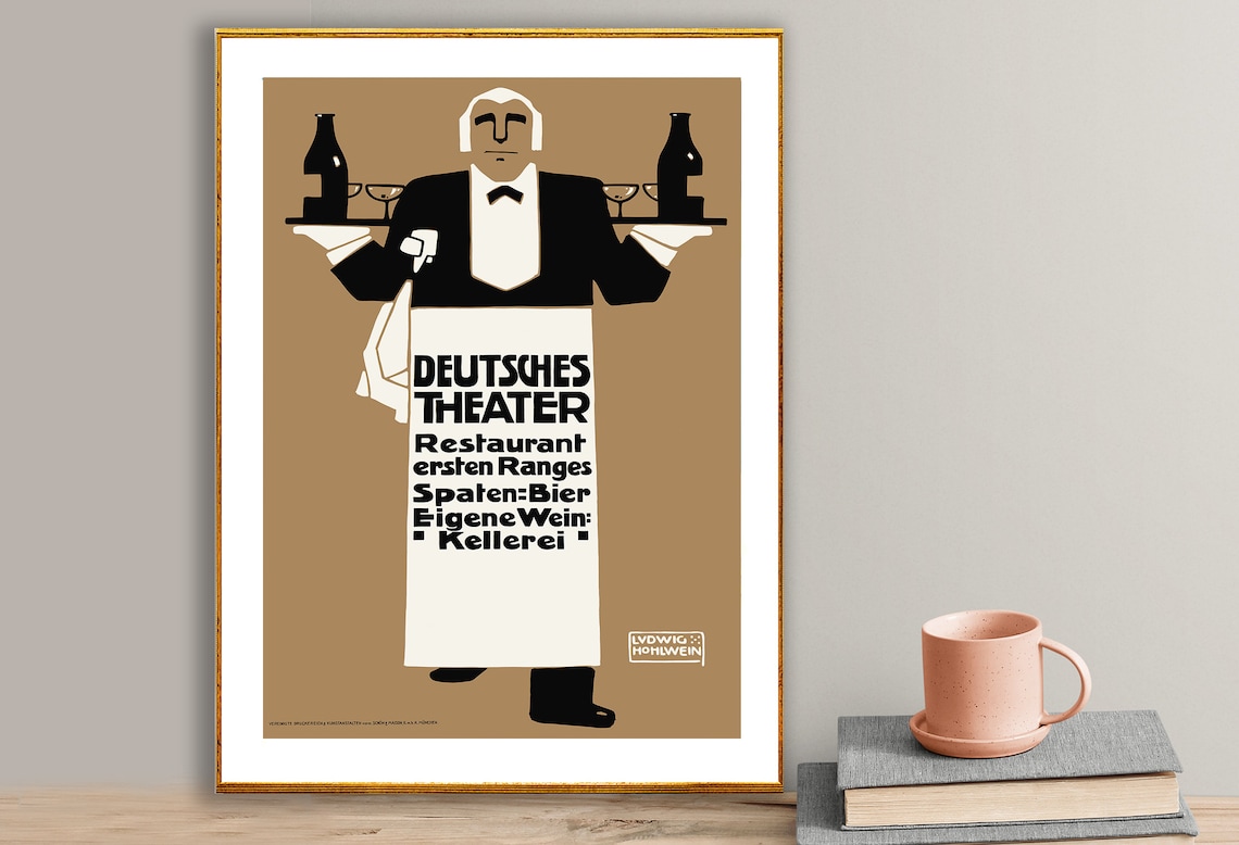 Deutsches Theater Restaurant Vintage Travel Poster