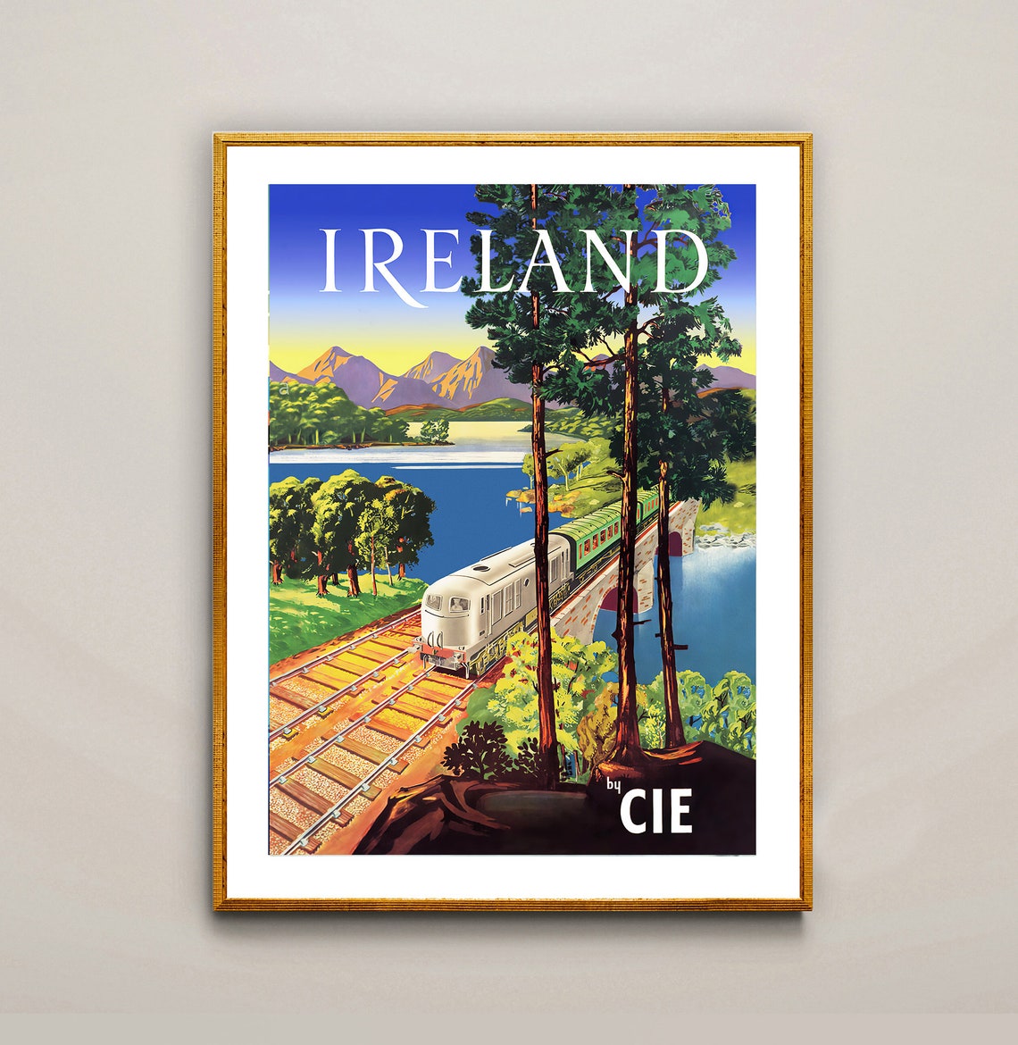 Ireland by CIE Train Mountain Lake Railway Vintage Travel Poster - Image 2