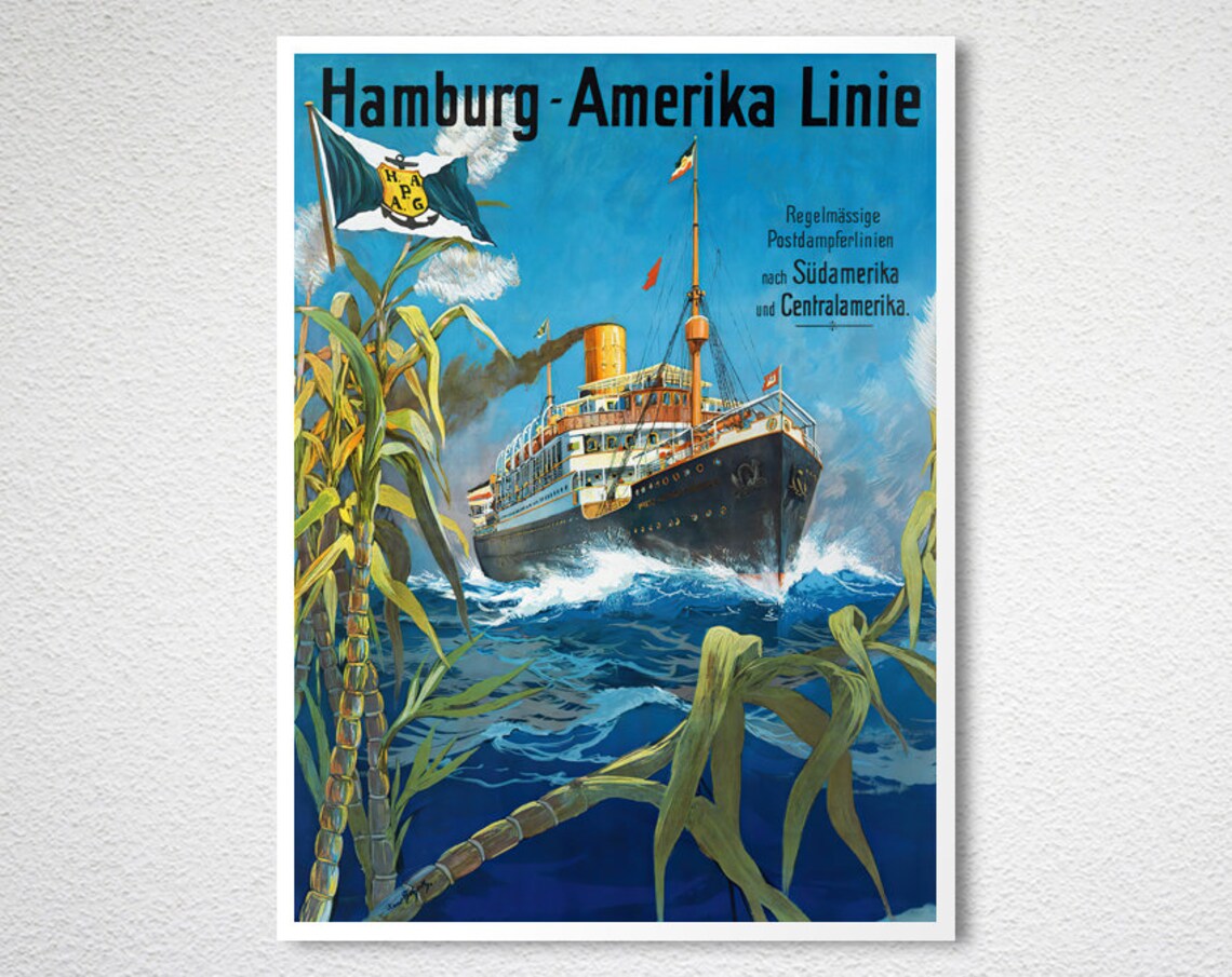 Hamburg Amerika Linie Ocean Liner South America Route Poster - Image 2