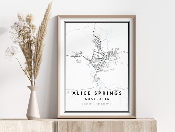 Alice Springs City Map Print Poster Wall Art Geographic