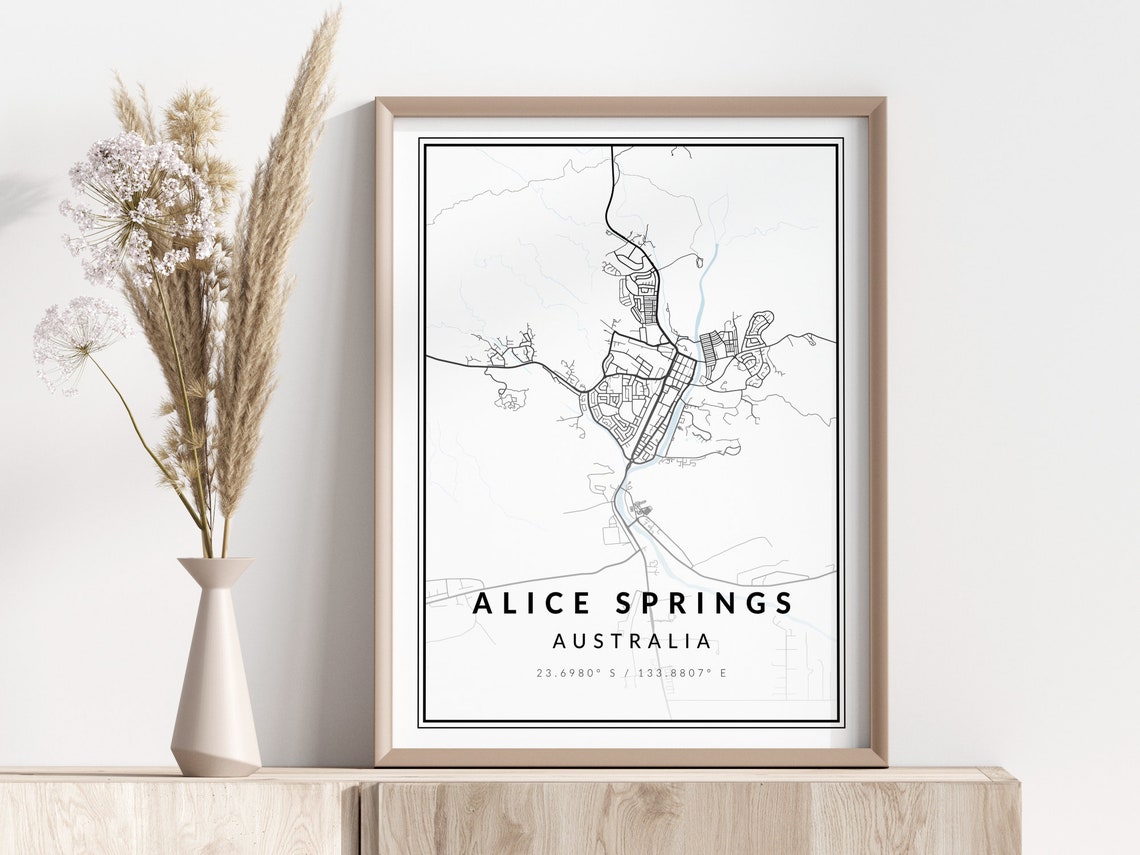 Alice Springs City Map Print Poster Wall Art Geographic