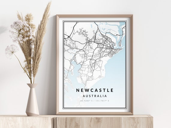 Newcastle City Map Print Poster Wall Art Geographic