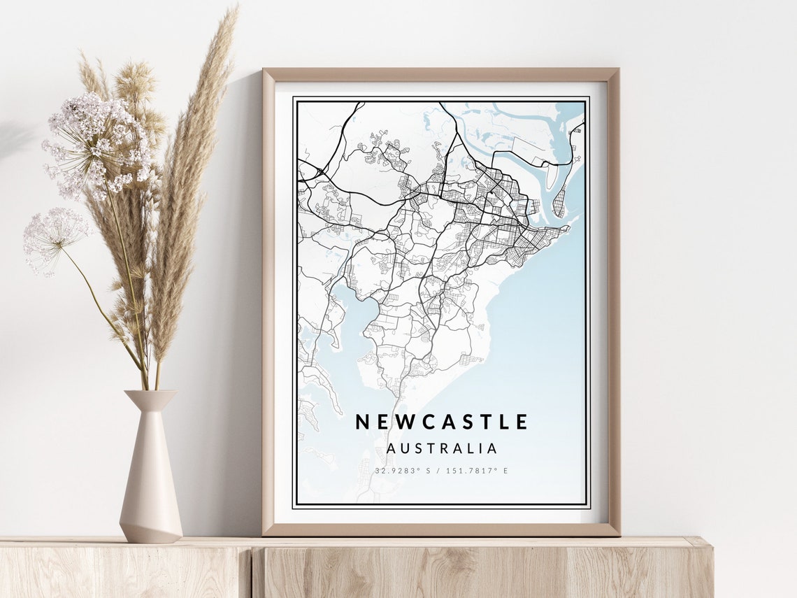 Newcastle City Map Print Poster Wall Art Geographic