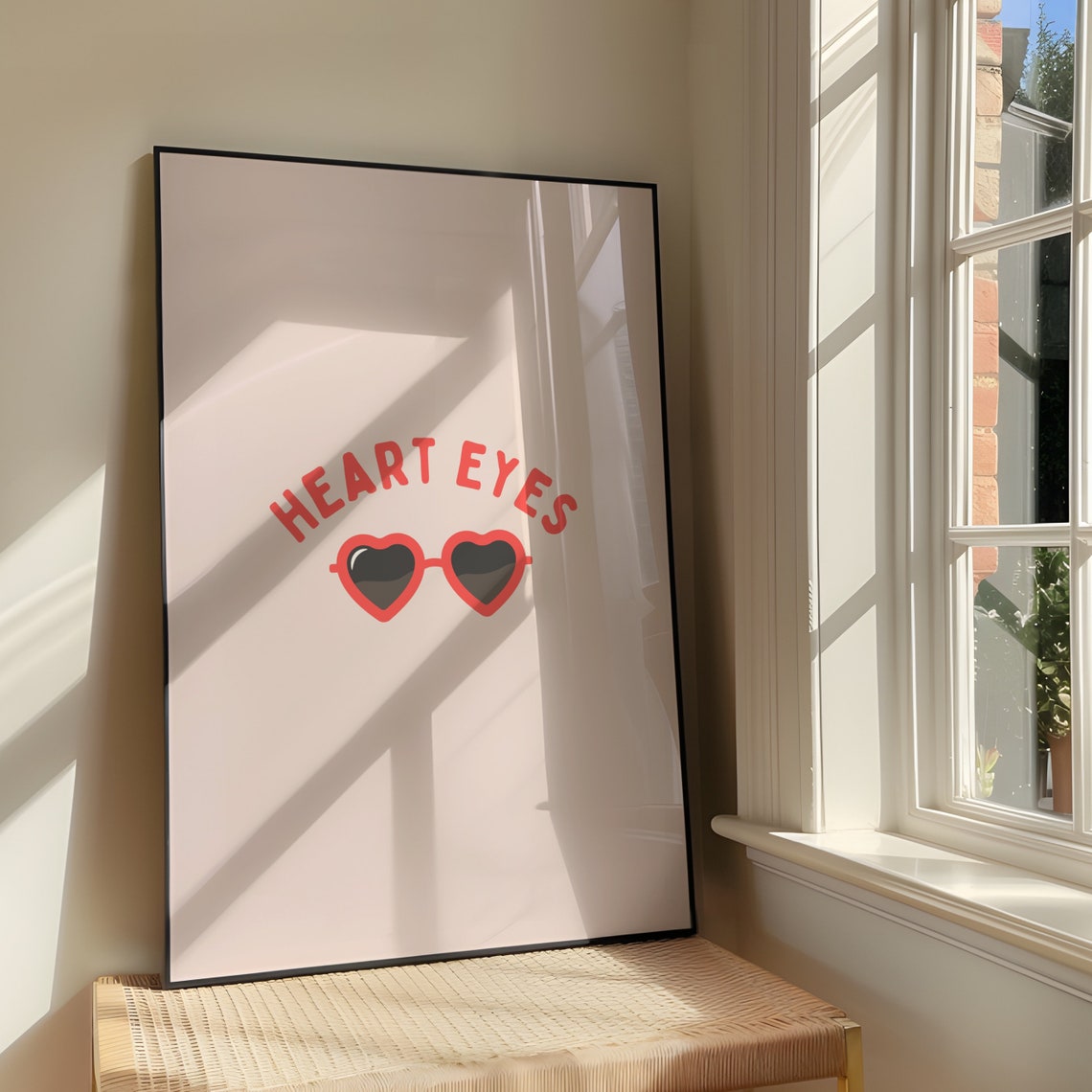 Heart Eyes Sunglasses Cute Red and Pink Retro Style Quote Poster