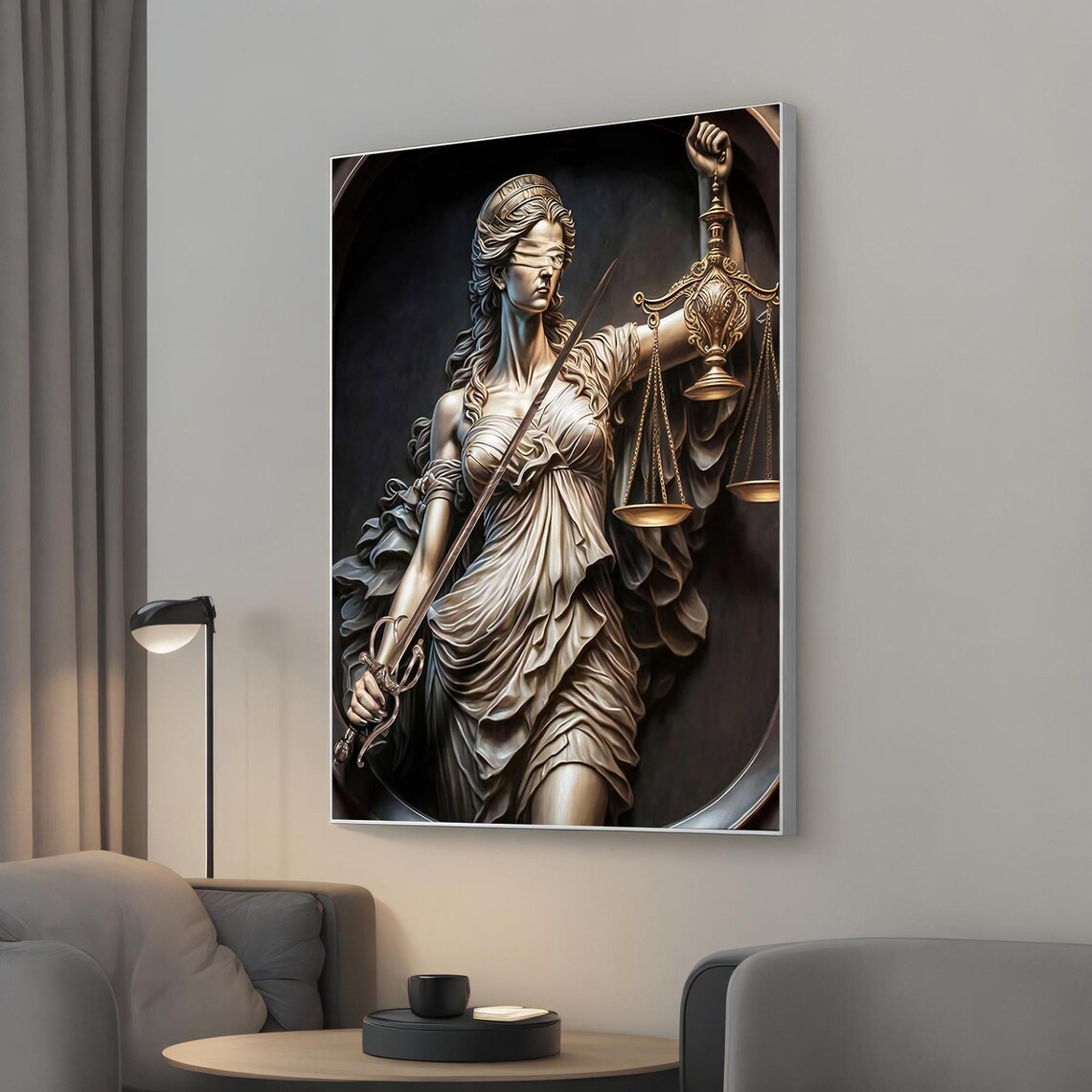 Lady Justice Canvas Print Powerful Symbolic Art Classical Legal Decor