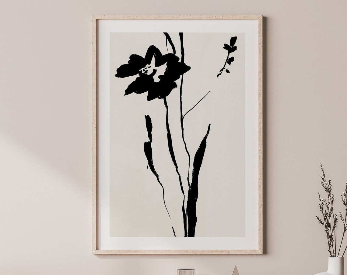 Black Leaves Abstract Botanical Art Print - Image 2