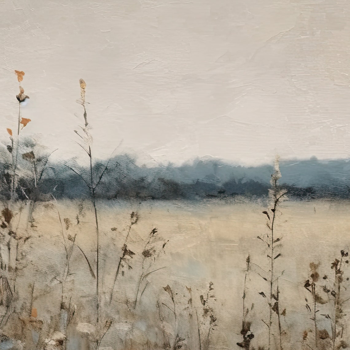 Wildflower Field Landscape With Tall Grasses Neutral Vintage Poster - Image 3
