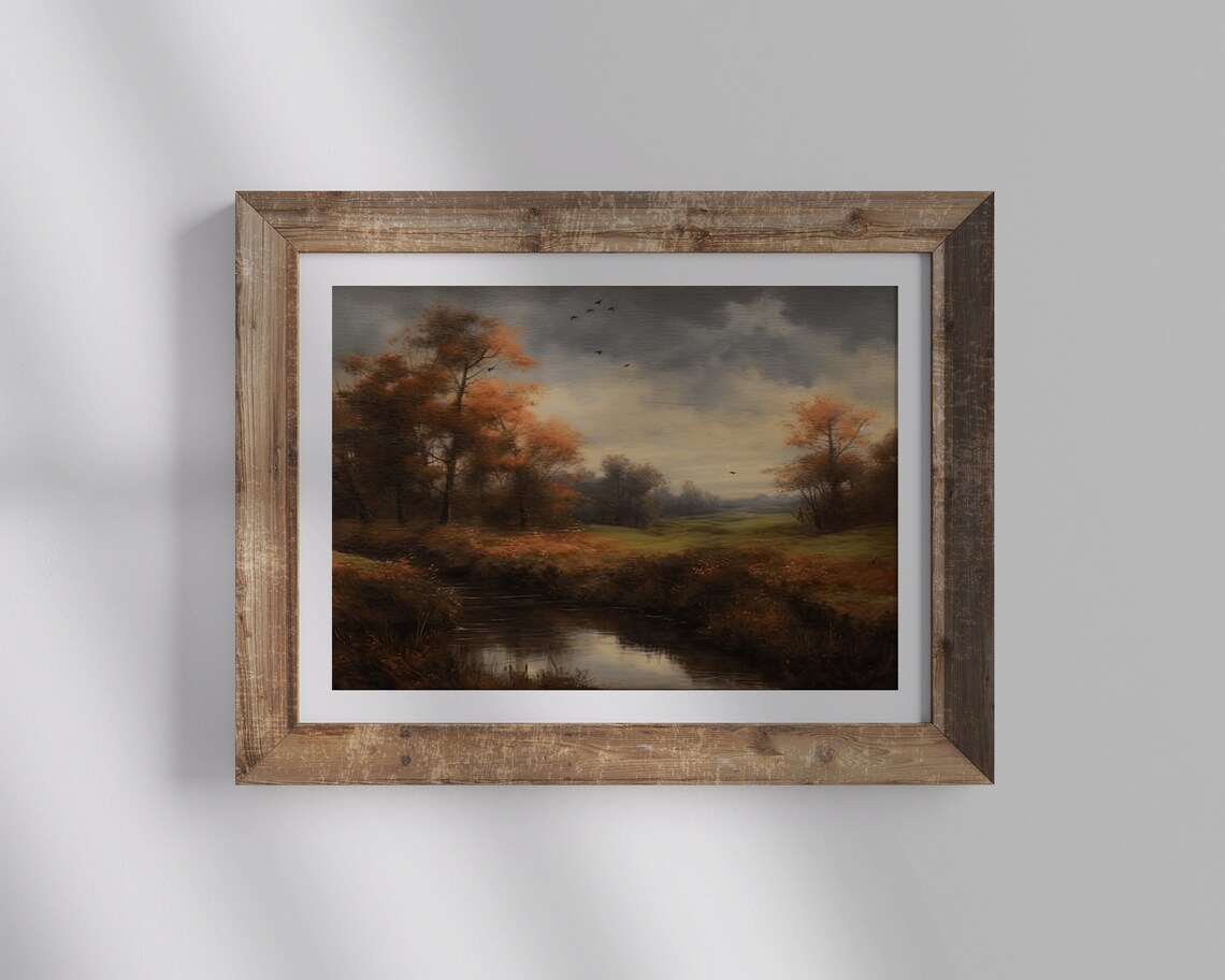 Autumn Pond Golden Foliage Birds Vintage Fall Landscape Poster - Image 3