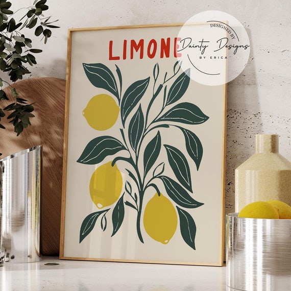 Limone Print Kitchen Wall Art Fruit Wall Art Lemon Poster Lemon Decor Italian Kitchen Print Fruit Market Poster Kitchen Art