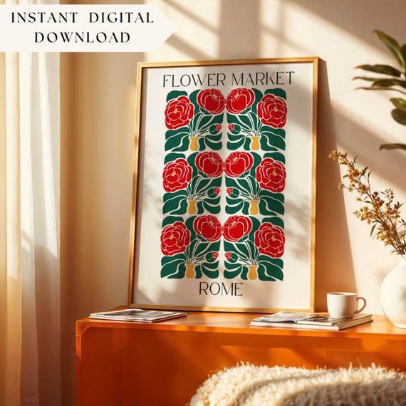 Rome Flower Market Print, Matisse Style Botanical