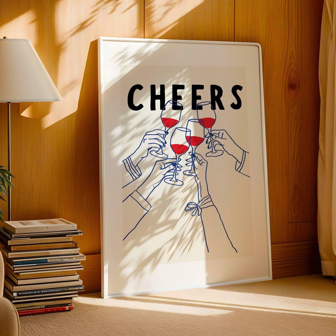 Wine Cheers Retro Bar Cart Cocktail Poster - Image 3
