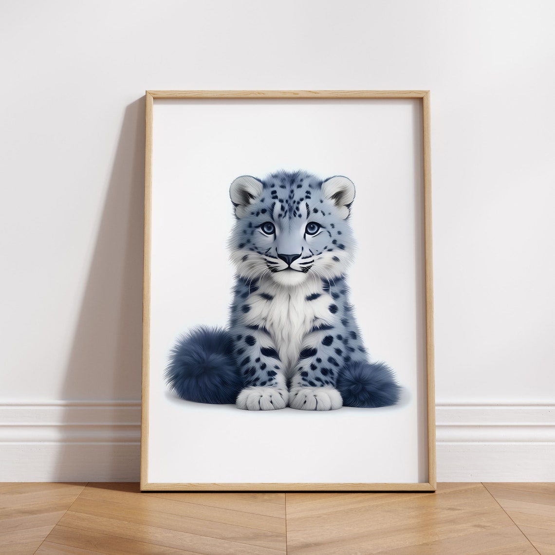 Adorable Fluffy Snow Leopard Cub Sweet Nursery Animal Poster