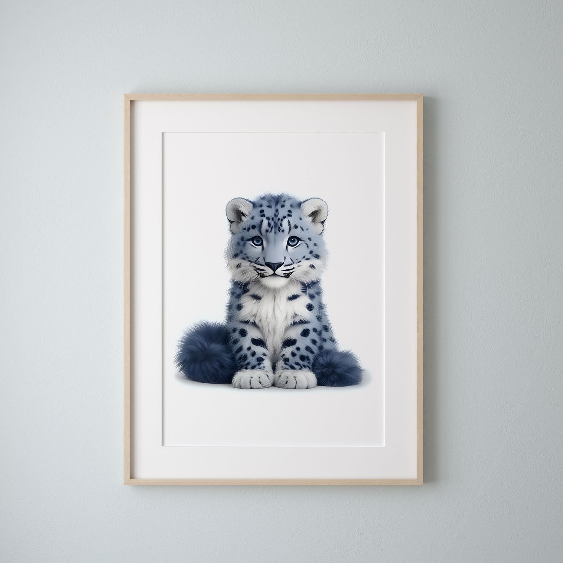 Adorable Fluffy Snow Leopard Cub Sweet Nursery Animal Poster - Image 3