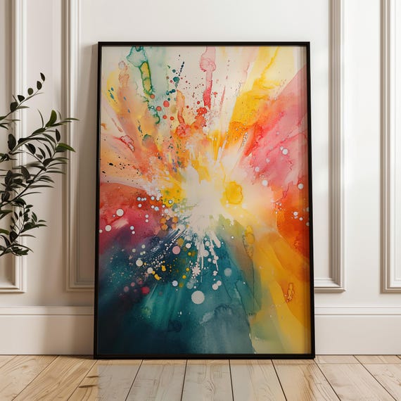 Watercolor Abstract Print Colorful Aura Poster On Matte Paper