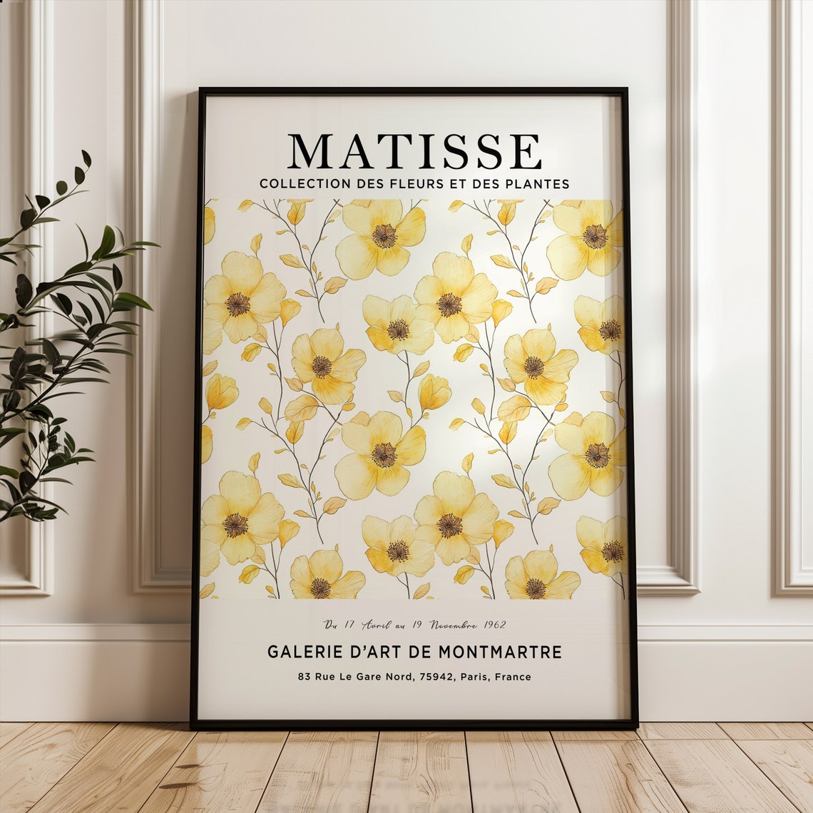 Matisse Style Soft Yellow Flower Exhibition Botanical Art Poster