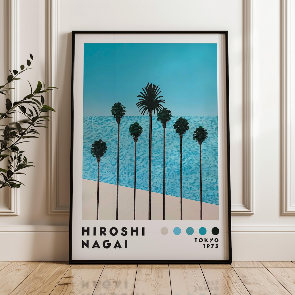 Hiroshi Nagai Palm Trees Over Ocean Beach Tokyo 1973 Art Poster