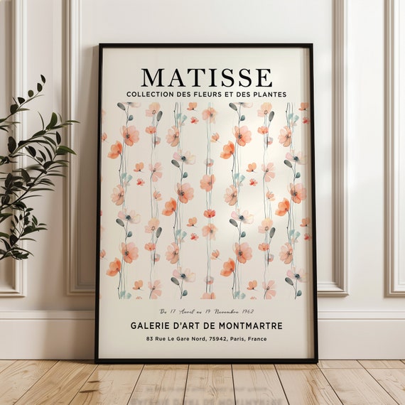 Henri Matisse Floral Print Exhibition Poster Wall Art Colourful Vintage Fine Living Room Decor Watercolour Mid Century Modern