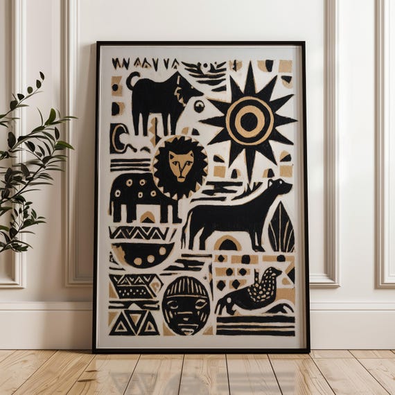 Traditional Mexican Animal Wall Art Abstract Ornate Folk Print On Matte Paper