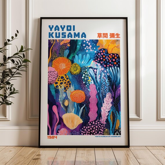 Yayoi Kusama 1984 Dotted Coral Underwater Tokyo Museum Exhibition Poster
