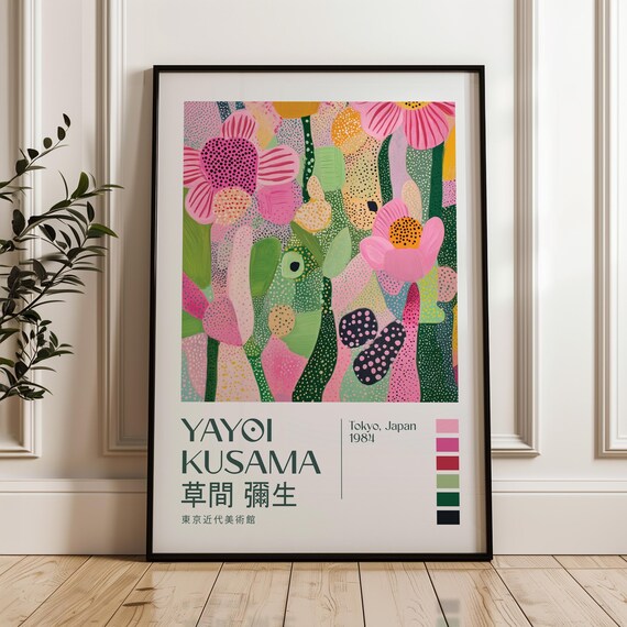 Yayoi Kusama Pink Floral Dot Exhibition Maximalist Art Poster