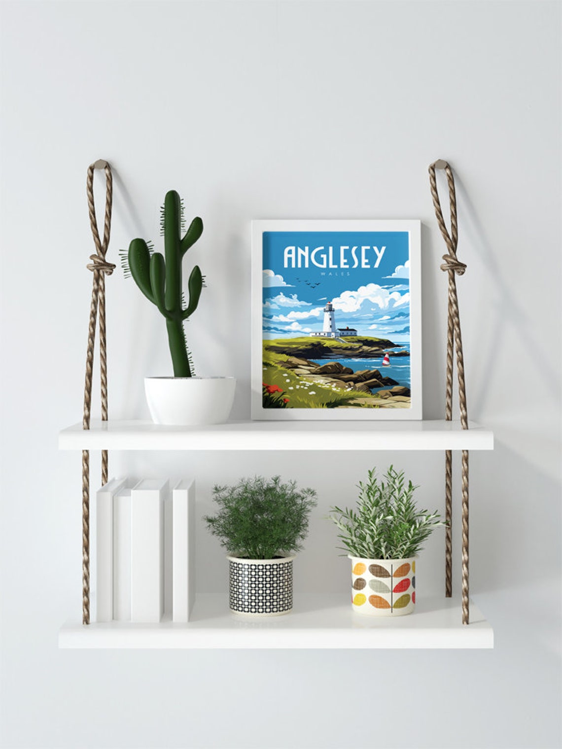 Anglesey Wales Rocky Lighthouse Coastal Vintage Travel Poster - Image 4
