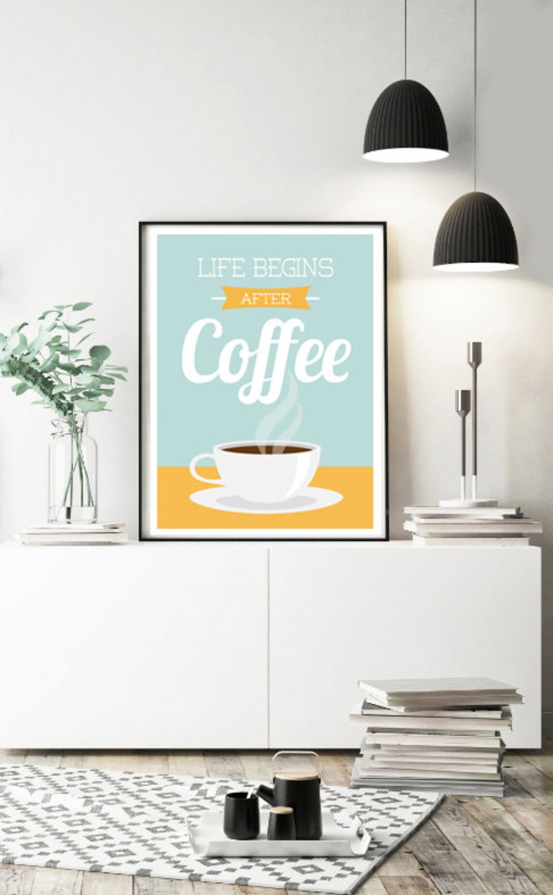 Life Begins After Coffee Coffee Quote Kitchen Art - Image 2