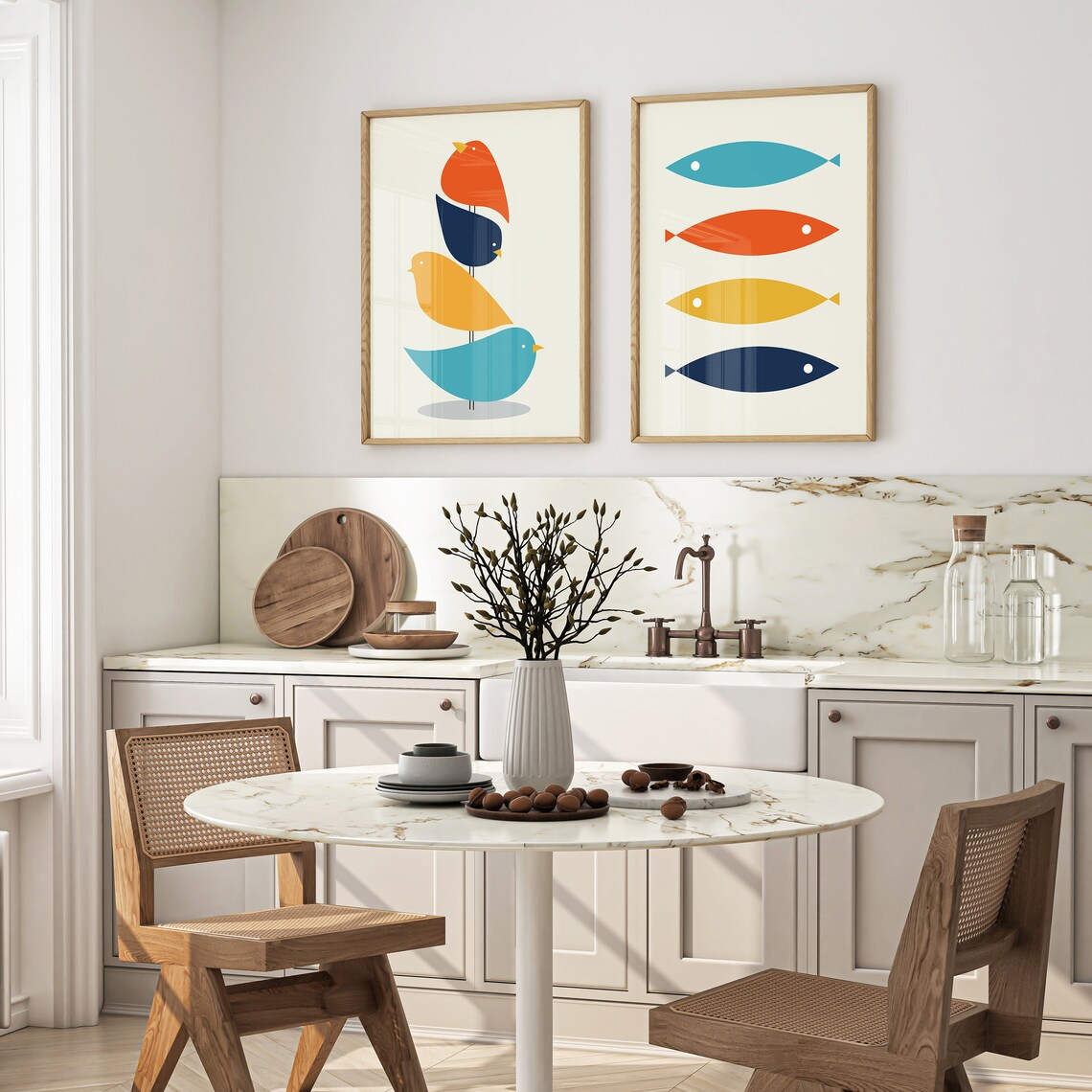 Mid Century Modern Geometric Art Print, Retro Wall Art - Image 3