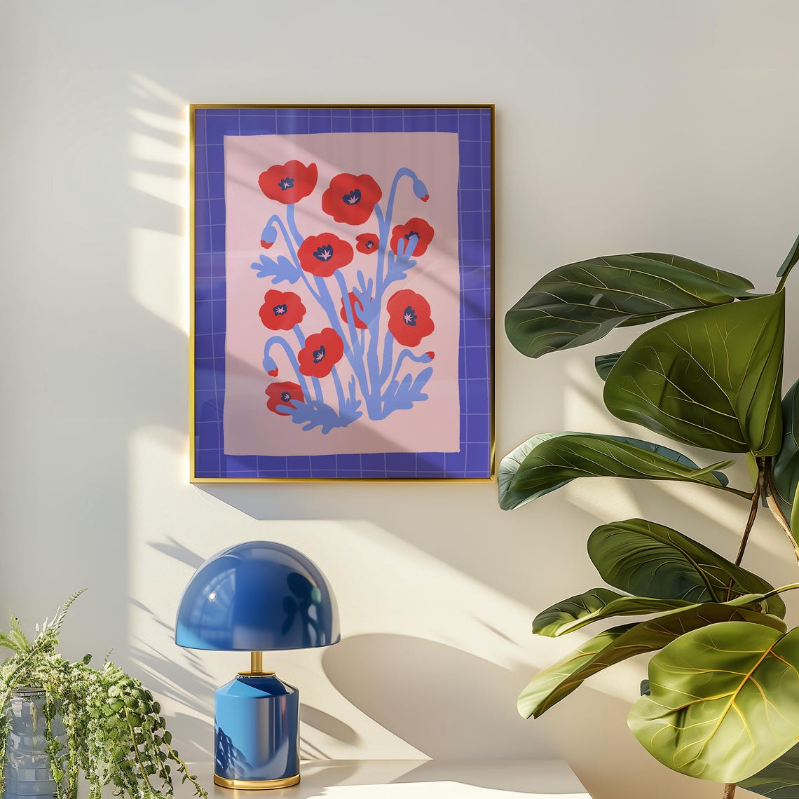 Poppy Wall Art Colorful Flower Poster Matisse Style August Birth Month Modern Botanical Print Abstract