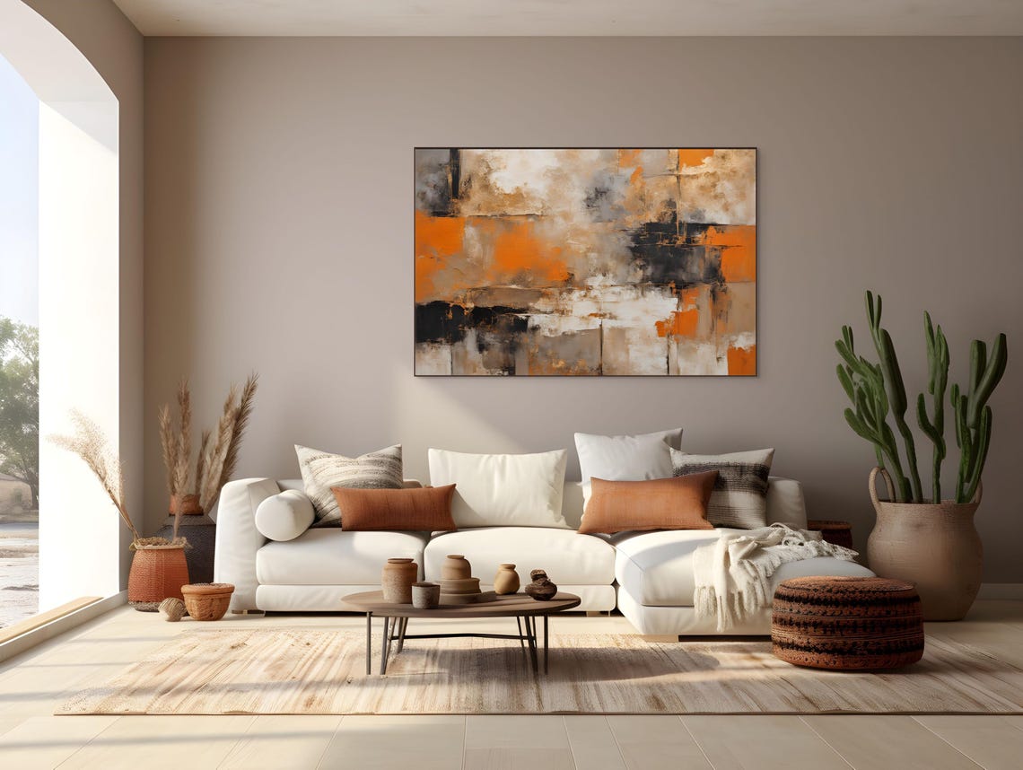 Burnt Orange Abstract Modern Earth Tone Blocks Contemporary Poster - Image 4
