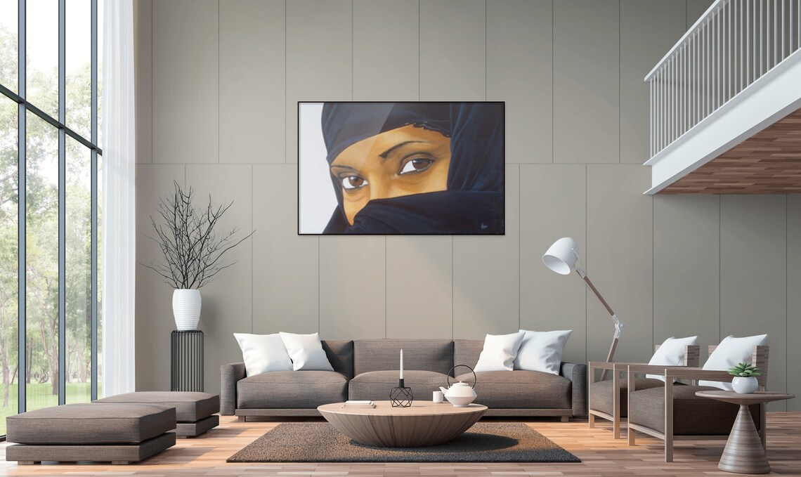 African Woman Eyes Dark Veil Cultural Portrait Ethnic Art Poster - Image 2