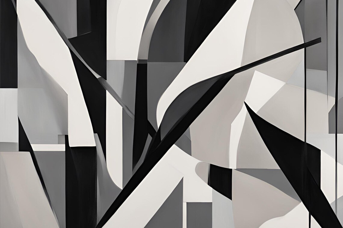 Monochromatic Abstract Wall Art, Contemporary - Image 6