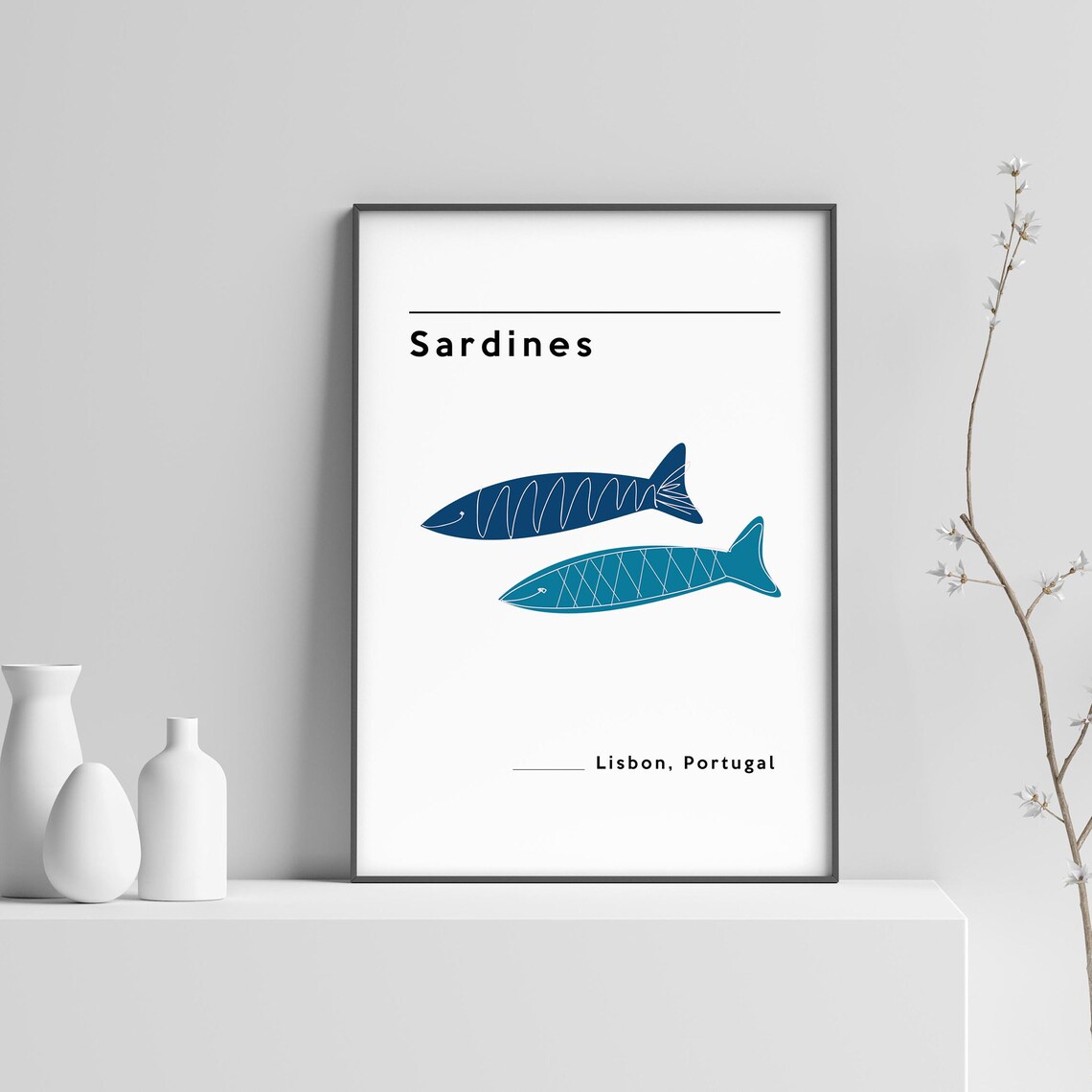 Sardines Print, Lisbon Portugal Travel Poster - Image 2