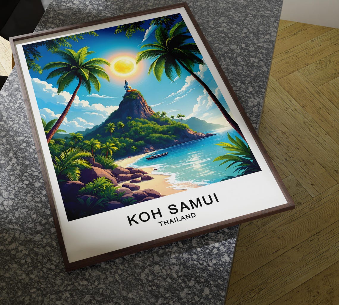 Koh Samui Thailand Travel Poster Tropical Beaches Palm Trees And Island Paradise Gift Poster - Image 4