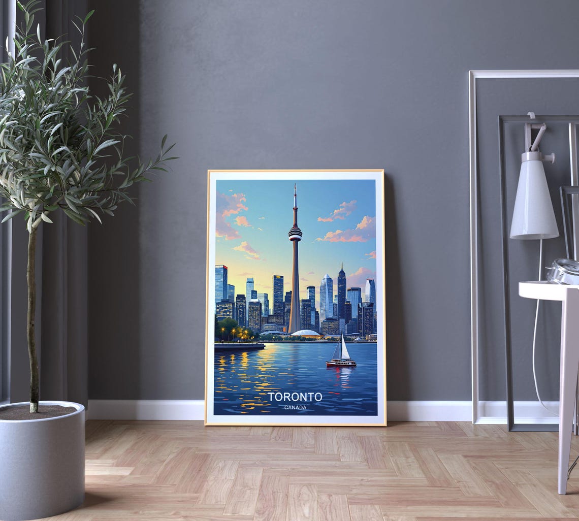 Toronto Canada CN Tower Skyline Harbor Sunset Sailboat Poster - Image 5