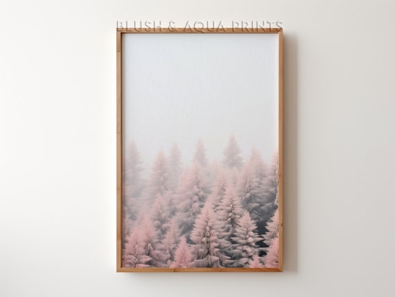Minimalist Winter Pine Trees Mountain Wall Art Room Decor Boho Prints Trendy Neutral