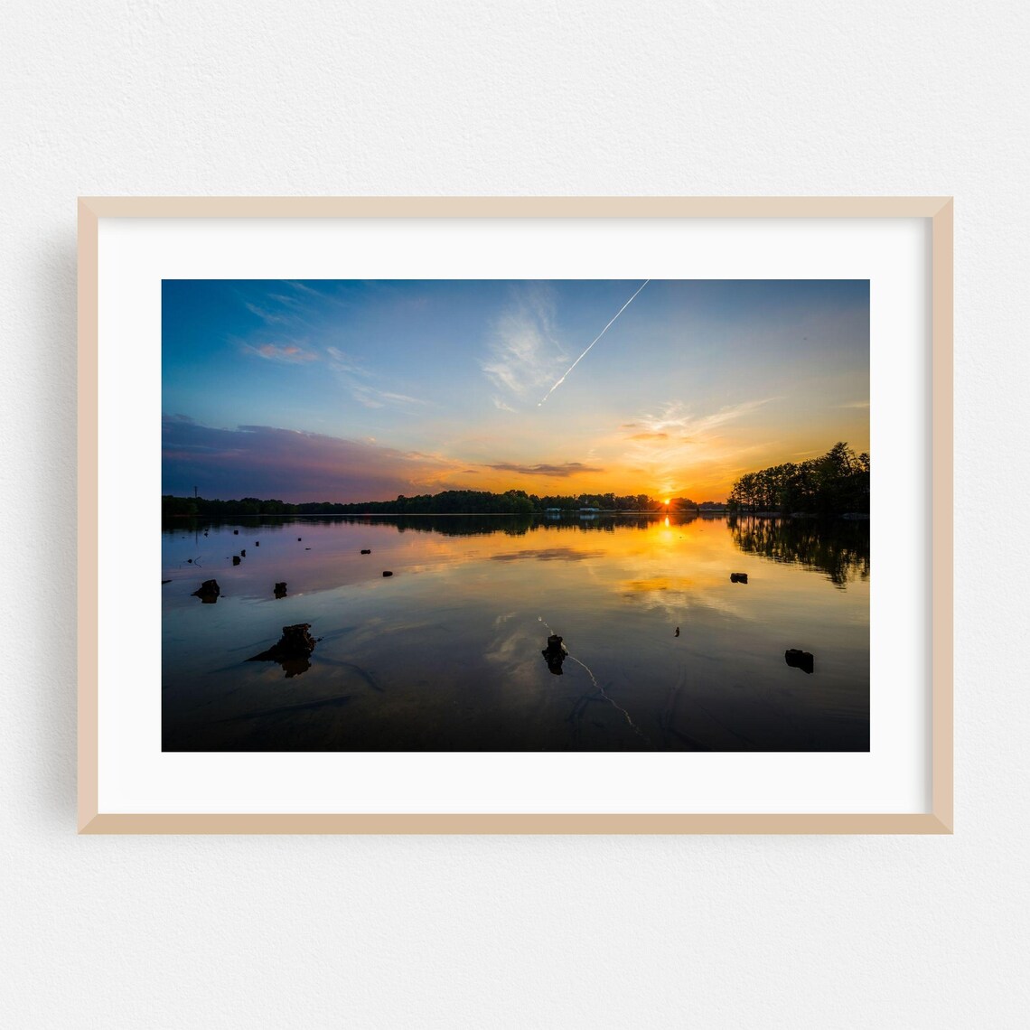 North Carolina Lake Sunset Golden Reflections Water Scene Poster